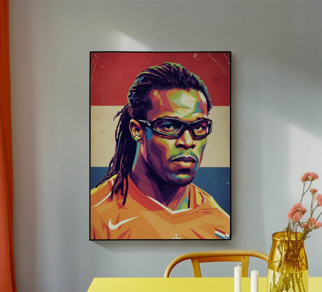 Ritratto pop art di Edgar Davids plexiglass da Hantamrata