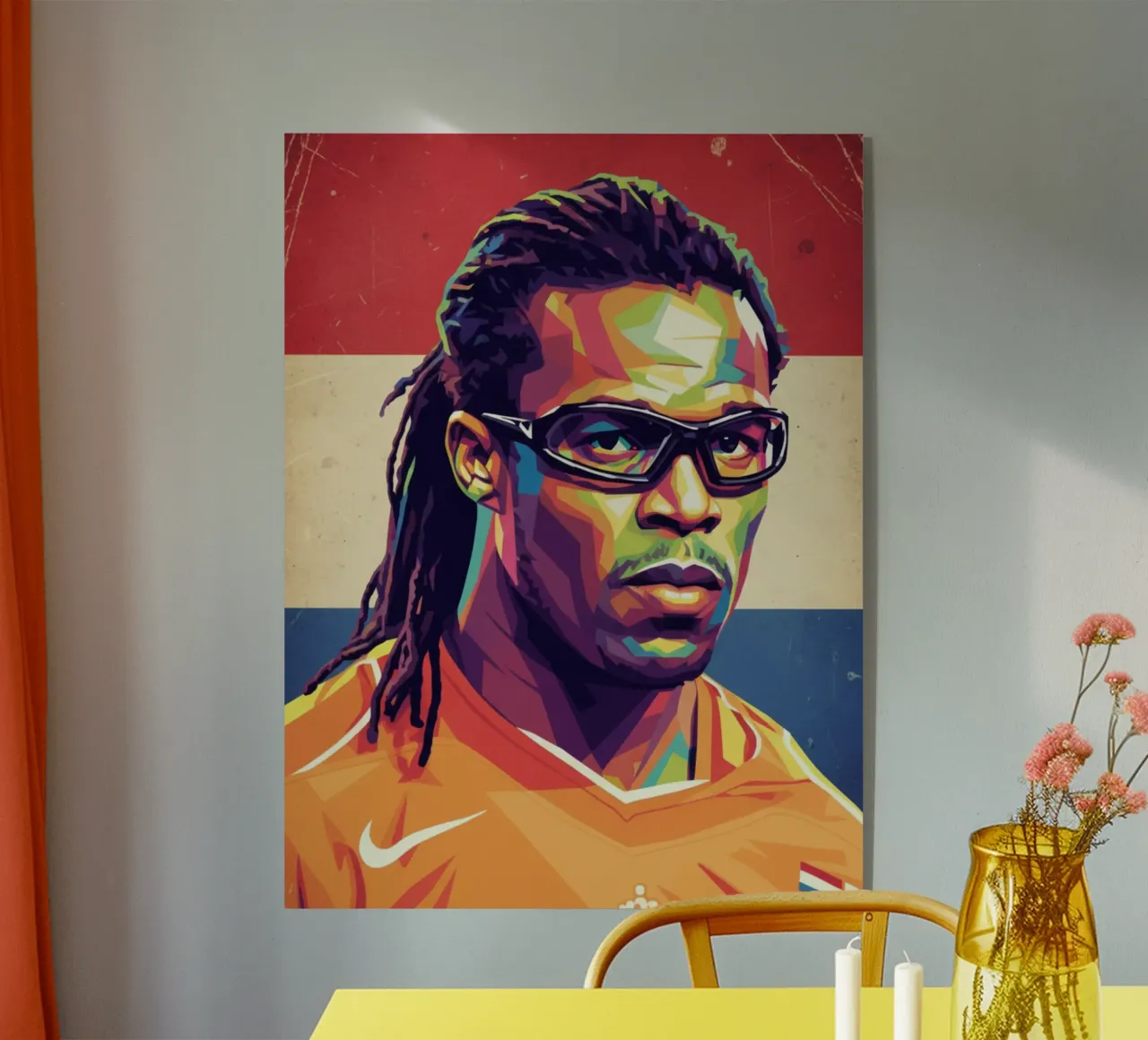 Ritratto pop art di Edgar Davids plexiglass da Hantamrata