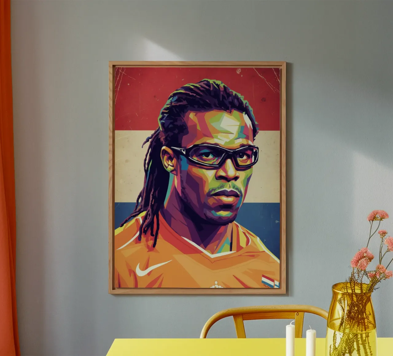Ritratto pop art di Edgar Davids alluminio dibond da Hantamrata