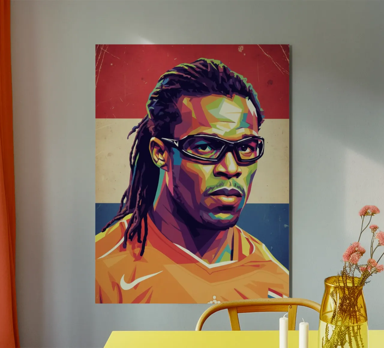 Ritratto pop art di Edgar Davids alluminio dibond da Hantamrata