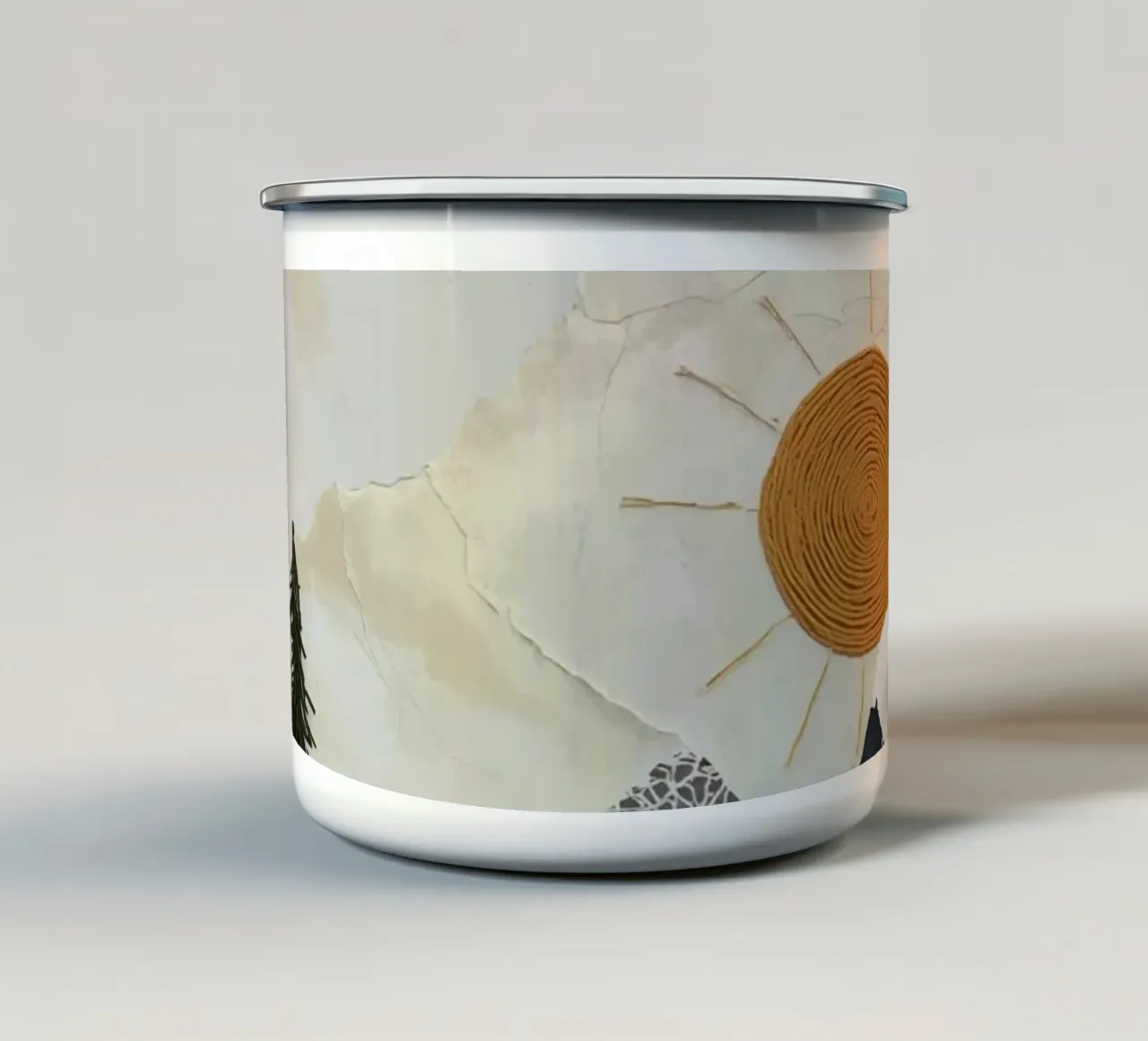Tessuto collage paesaggio strutturato tazza in smalto da DesignDoodle