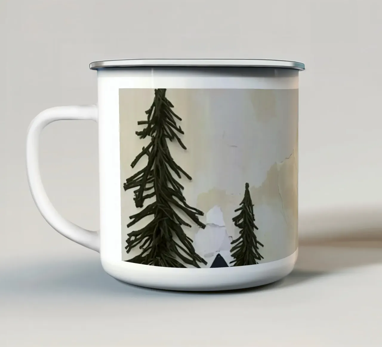 Tessuto collage paesaggio strutturato tazza in smalto da DesignDoodle