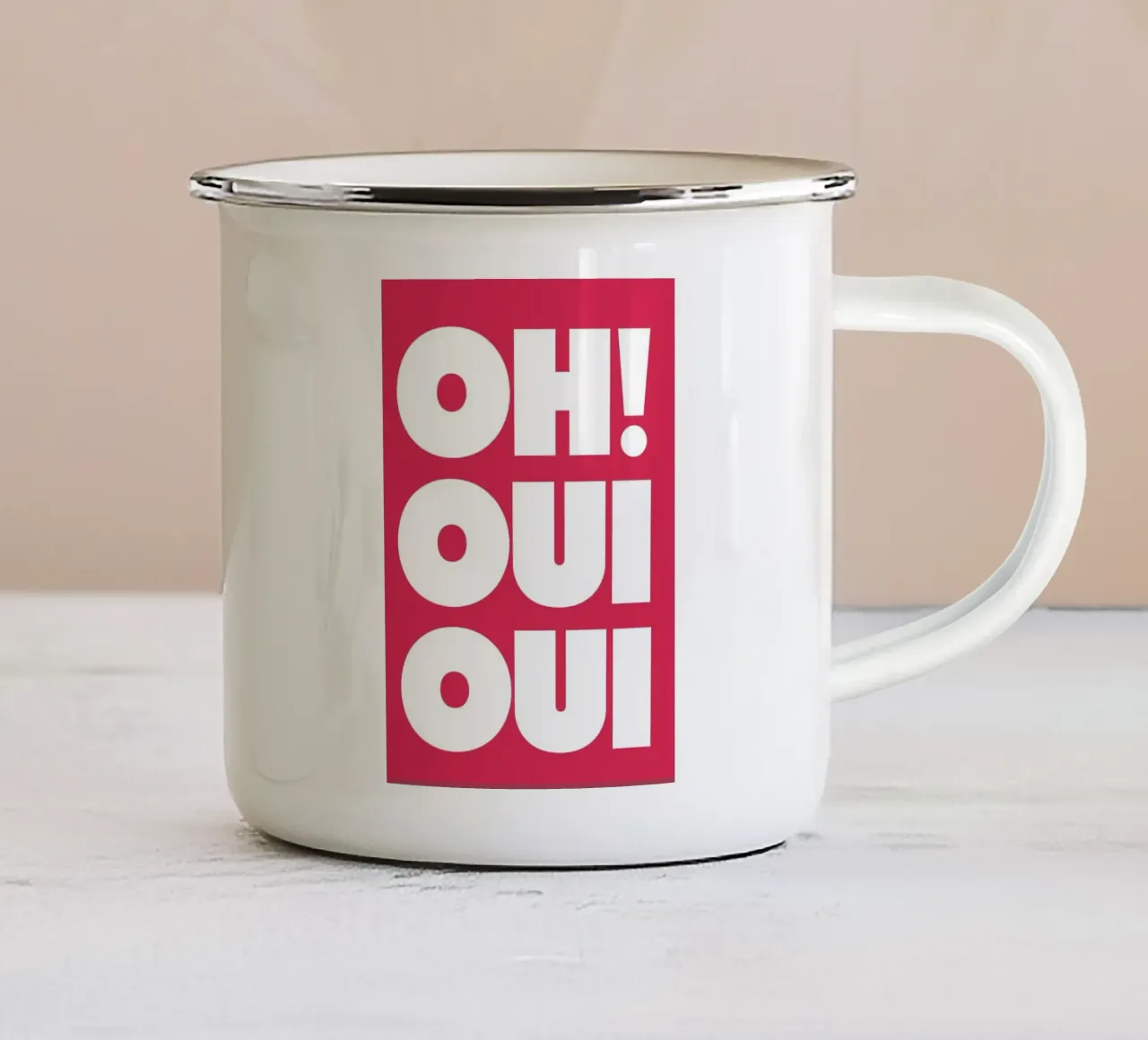 Oh! Ja Ja Text Kunst Emaille Tasse von apple crumble