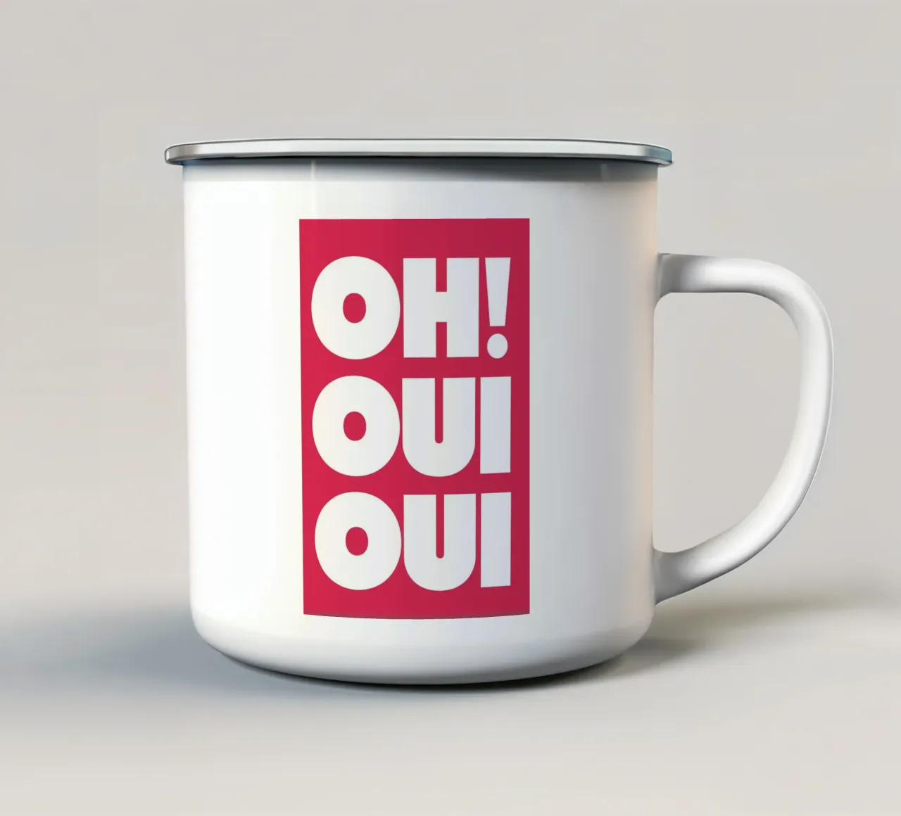 Oh! Ja Ja Text Kunst Emaille Tasse von apple crumble