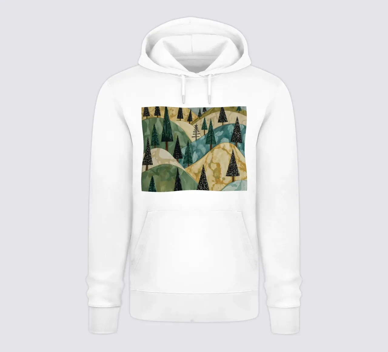 Paesaggio strutturato con alberi sempreverdi e sole felpa con cappuccio da DesignDoodle