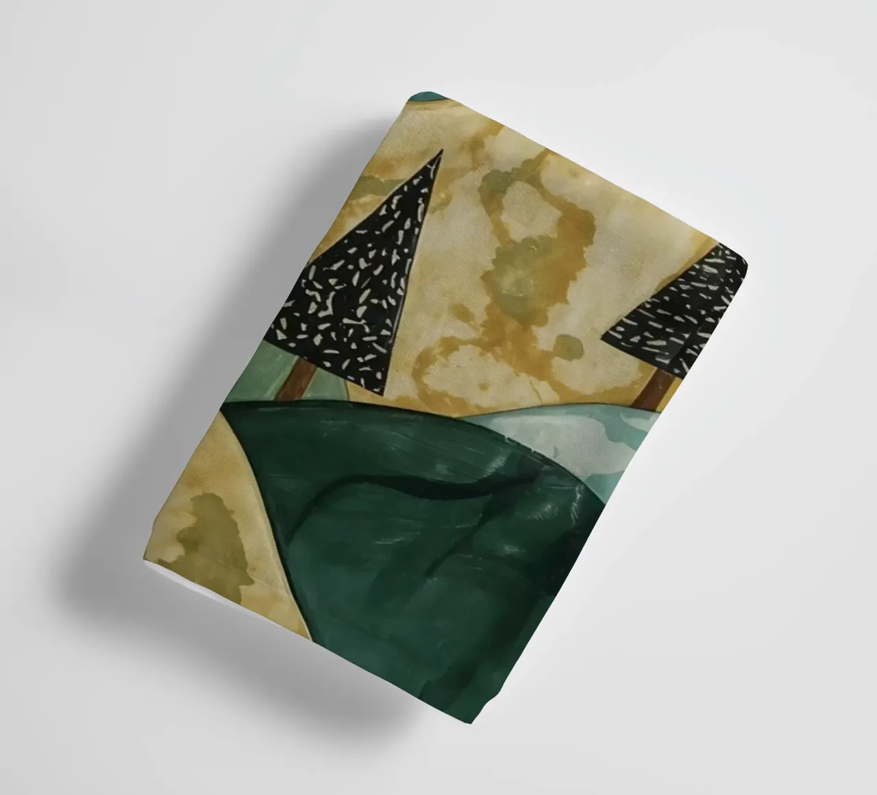 Textured Landscape with Evergreen Trees and Sun towel by DesignDoodle