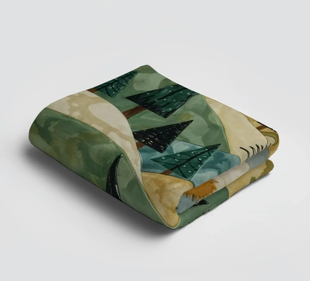 Textured Landscape with Evergreen Trees and Sun towel by DesignDoodle