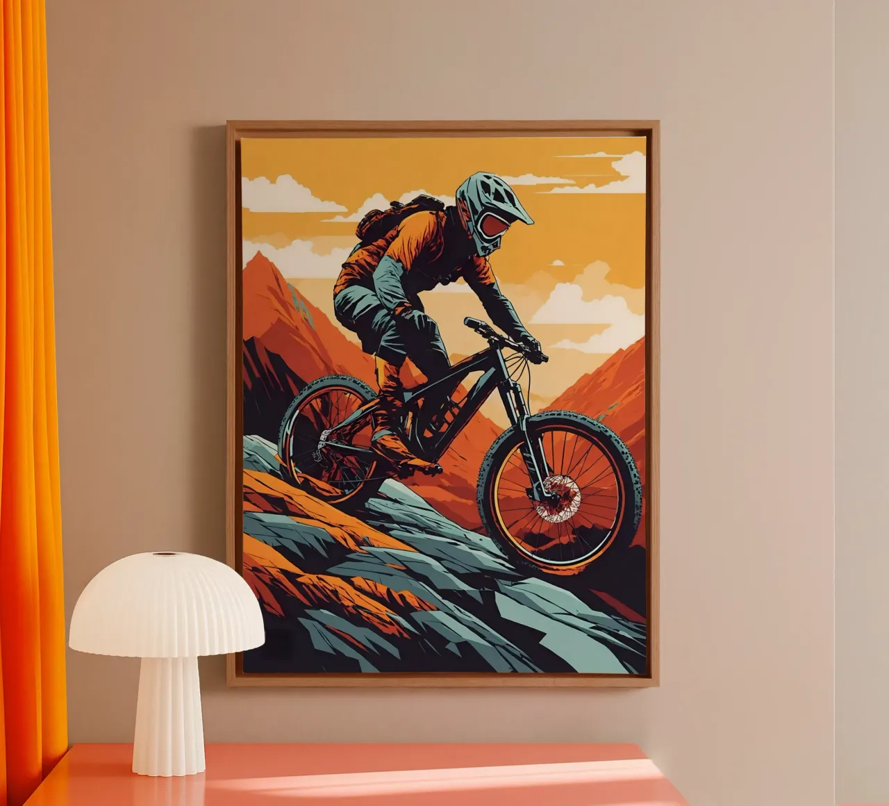 Discesa in mountain bike a tutta velocità tela con Cornice a cassetta da 🎁 ARTVI-SHOP