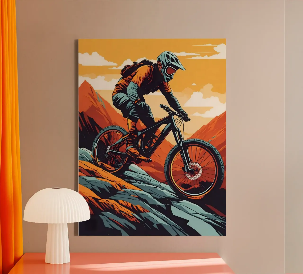 Discesa in mountain bike a tutta velocità tela con Cornice a cassetta da 🎁 ARTVI-SHOP