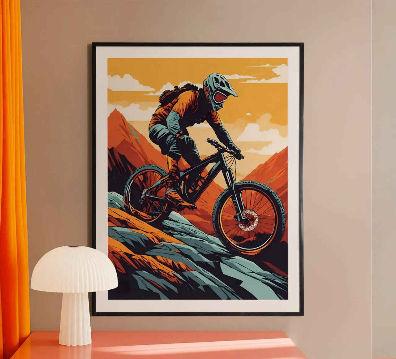 Discesa in mountain bike a tutta velocità carta hahnemühle da ARTVI-SHOP