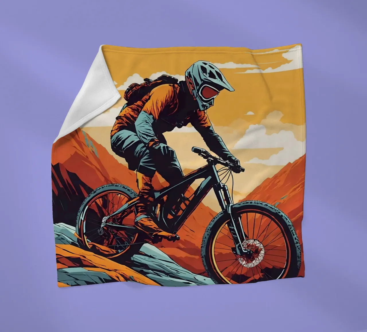 Discesa in mountain bike a tutta velocità coperta in pile da ARTVI-SHOP