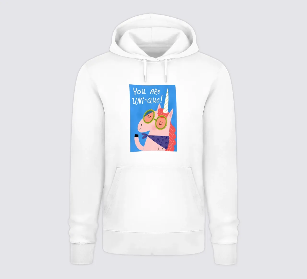 Ilustración única de unicornio con gafas sudadera con capucha de kakaka