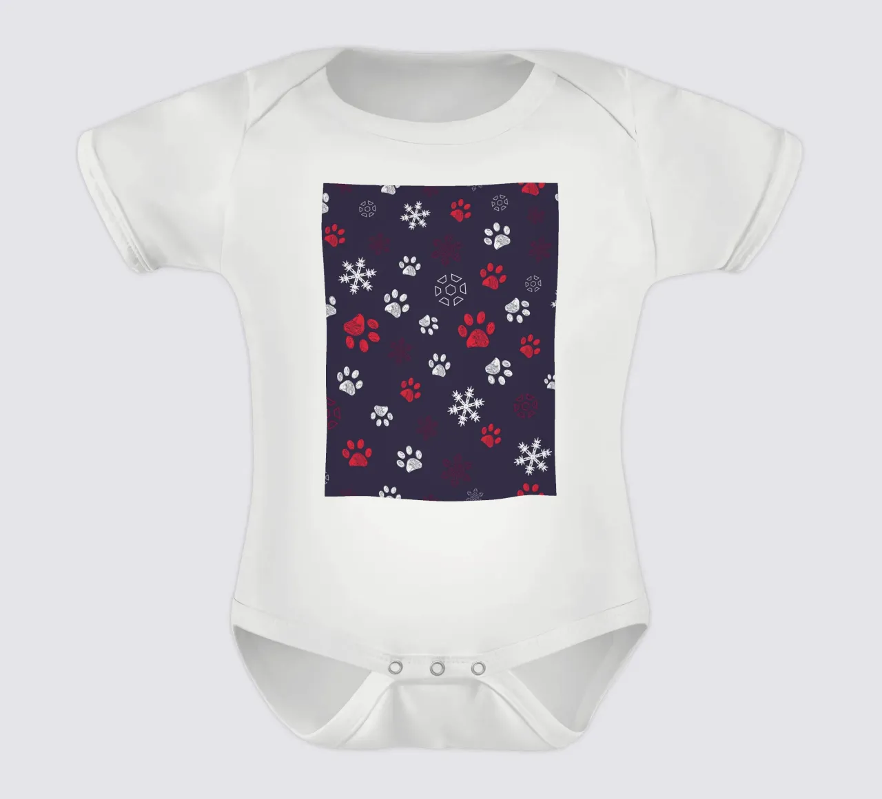 Impronte di zampe con impronte di zampe e fiocco di neve navy body neonato maniche corte da gulsengunel