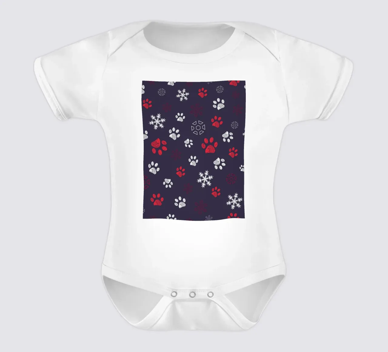 Impronte di zampe con impronte di zampe e fiocco di neve navy body neonato maniche corte da gulsengunel