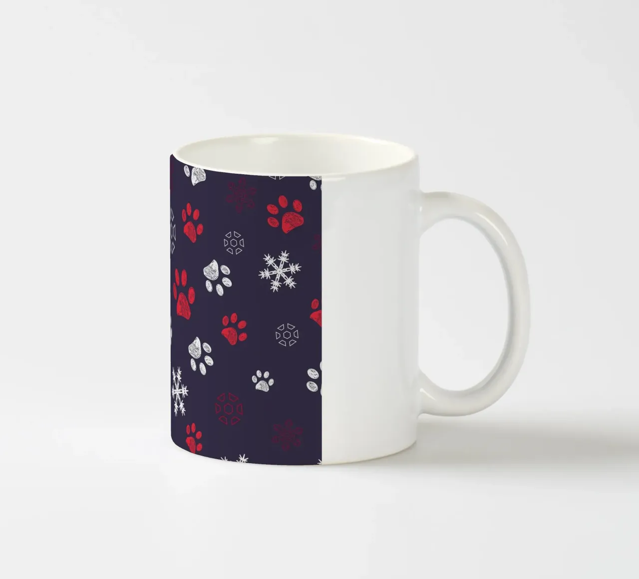 Impronte di zampe con impronte di zampe e fiocco di neve navy tazza in ceramica da gulsengunel