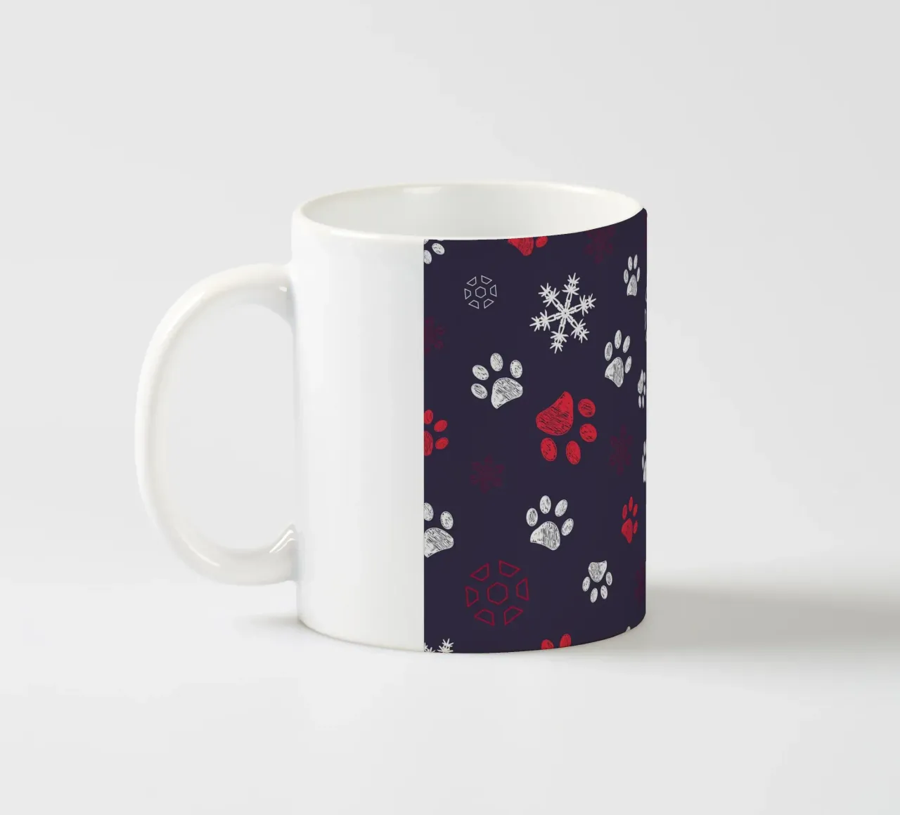 Impronte di zampe con impronte di zampe e fiocco di neve navy tazza in ceramica da gulsengunel