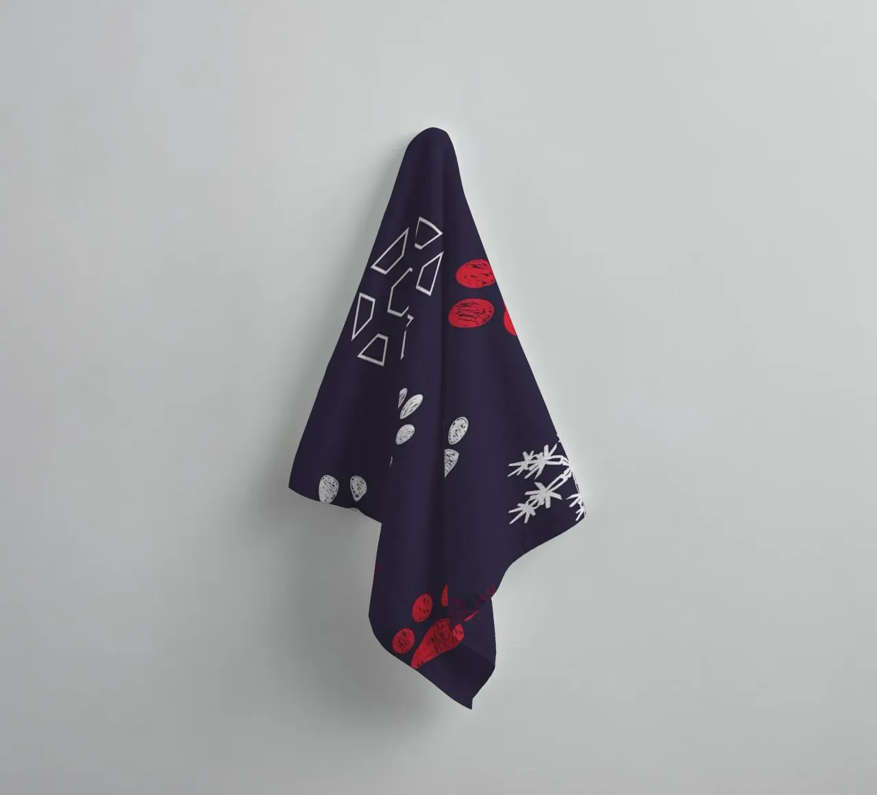 Impronte di zampe con impronte di zampe e fiocco di neve navy asciugamano da bagno da gulsengunel