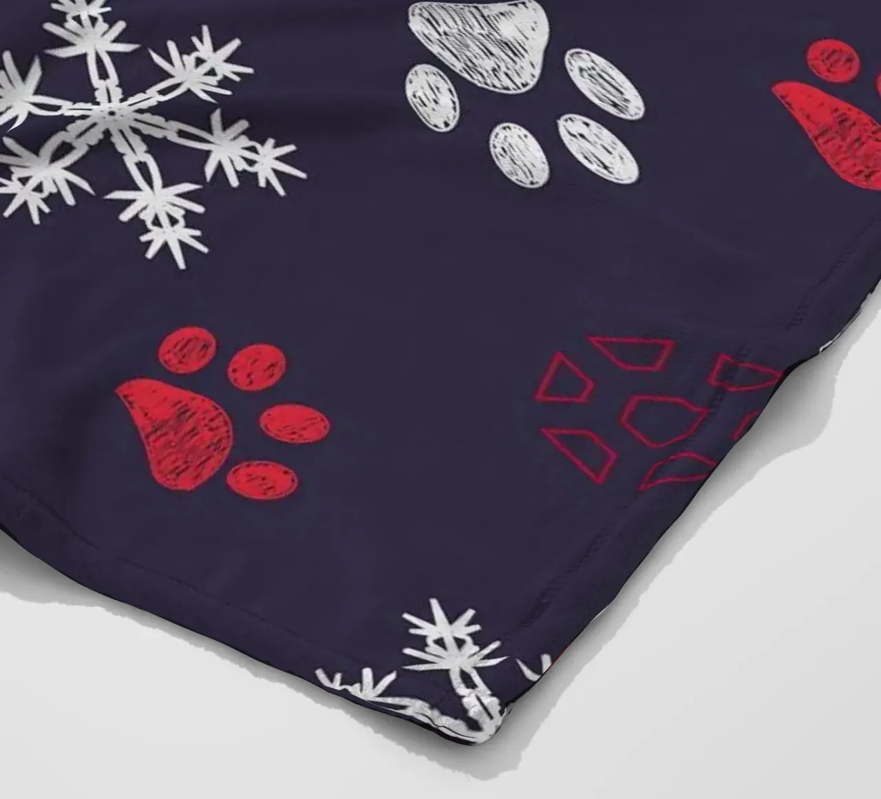 Paw prints with paw prints and snowflake navy fleece blanket by gulsengunel