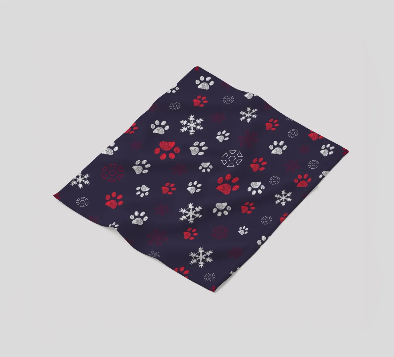 Paw prints with paw prints and snowflake navy fleece blanket by gulsengunel