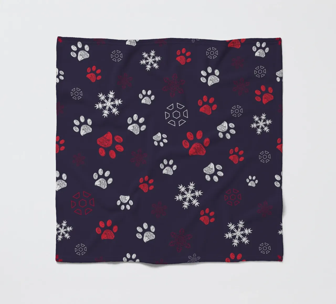 Paw prints with paw prints and snowflake navy fleece blanket by gulsengunel
