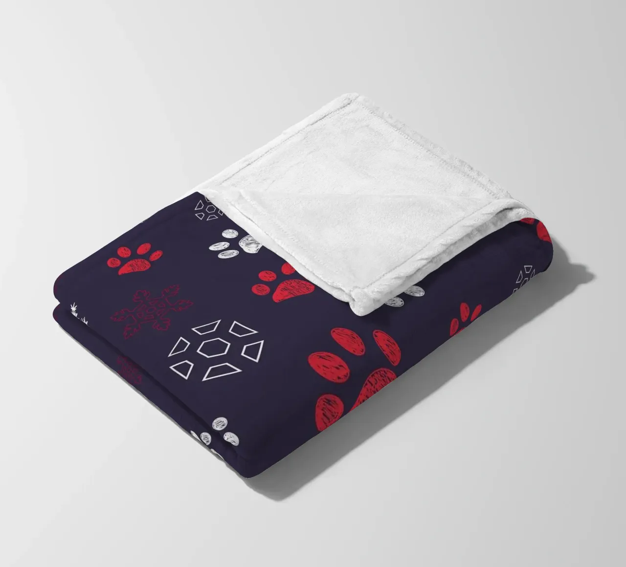 Paw prints with paw prints and snowflake navy fleece blanket by gulsengunel