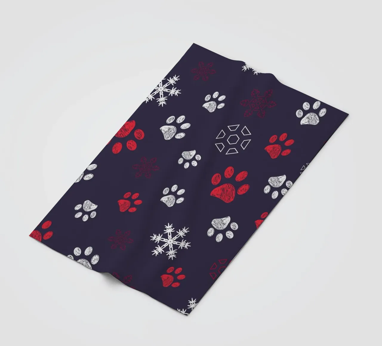 Paw prints with paw prints and snowflake navy fleece blanket by gulsengunel