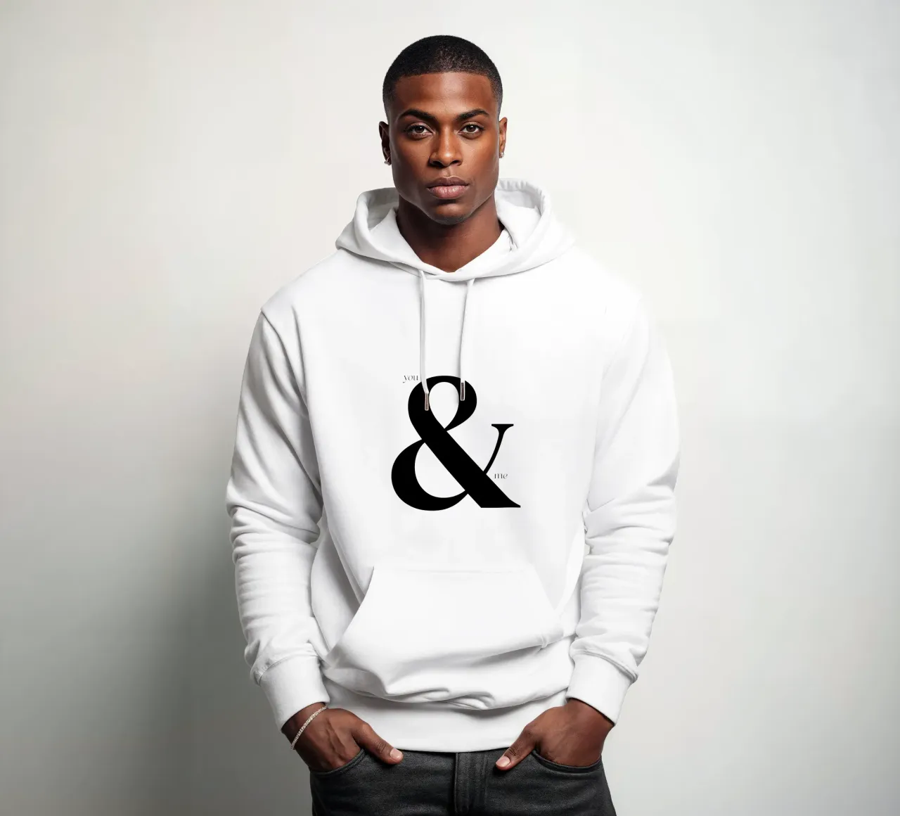 Elegante design tipografico You & Me felpa con cappuccio da Imaginative