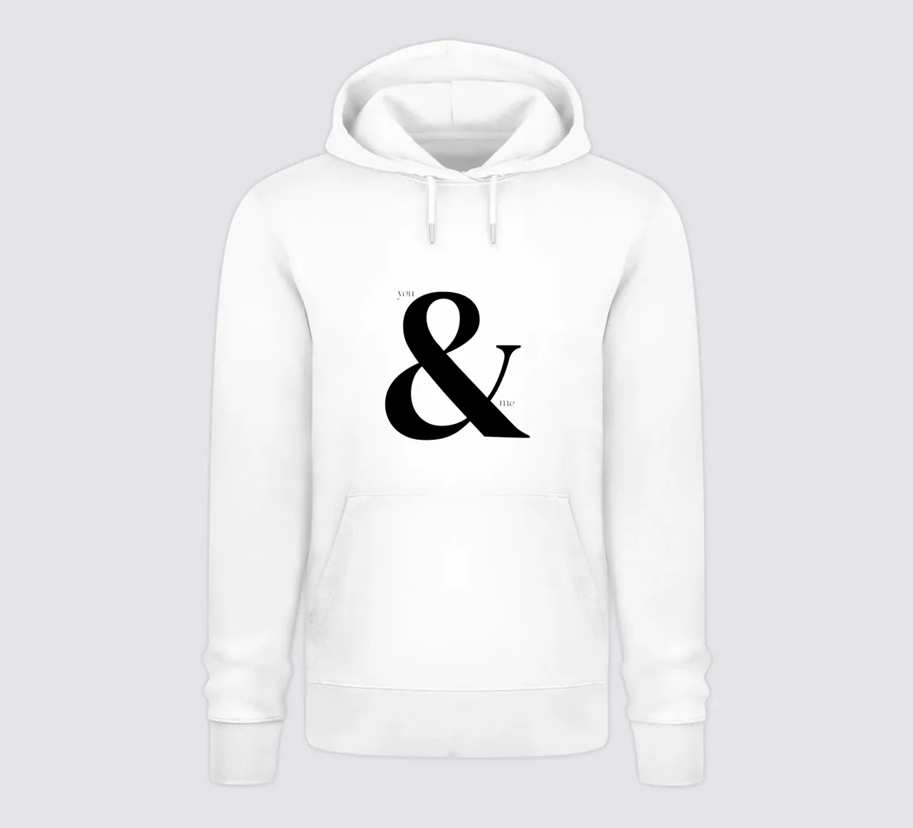 Elegante design tipografico You & Me felpa con cappuccio da Imaginative