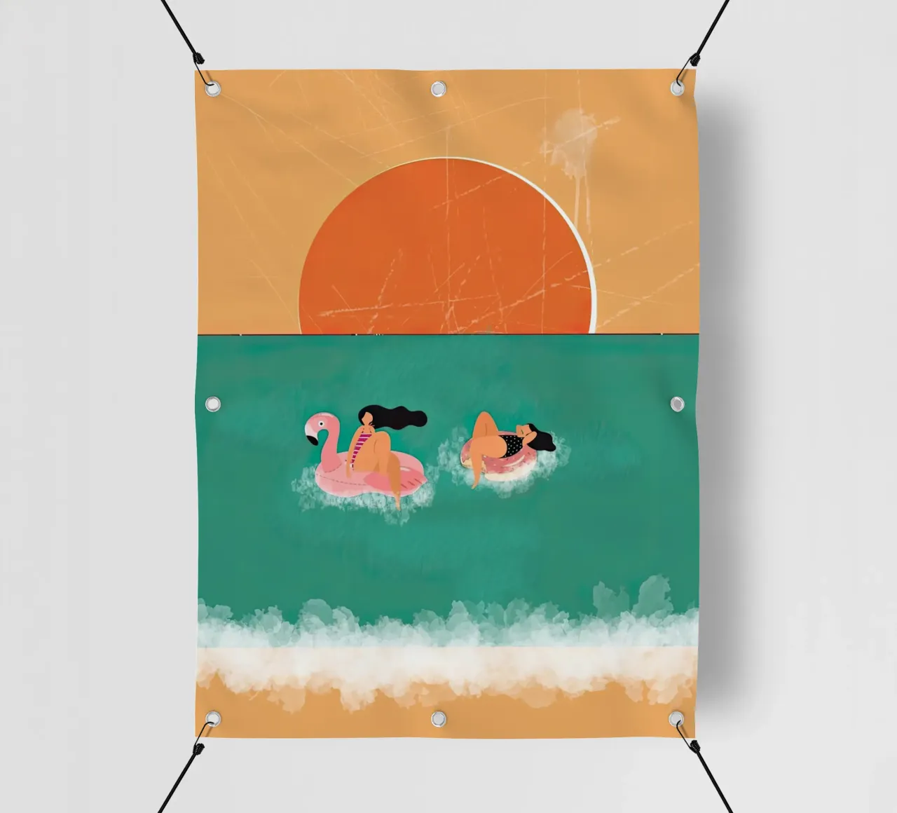 Fenicotteri in spiaggia telo in pvc da Palletolate
