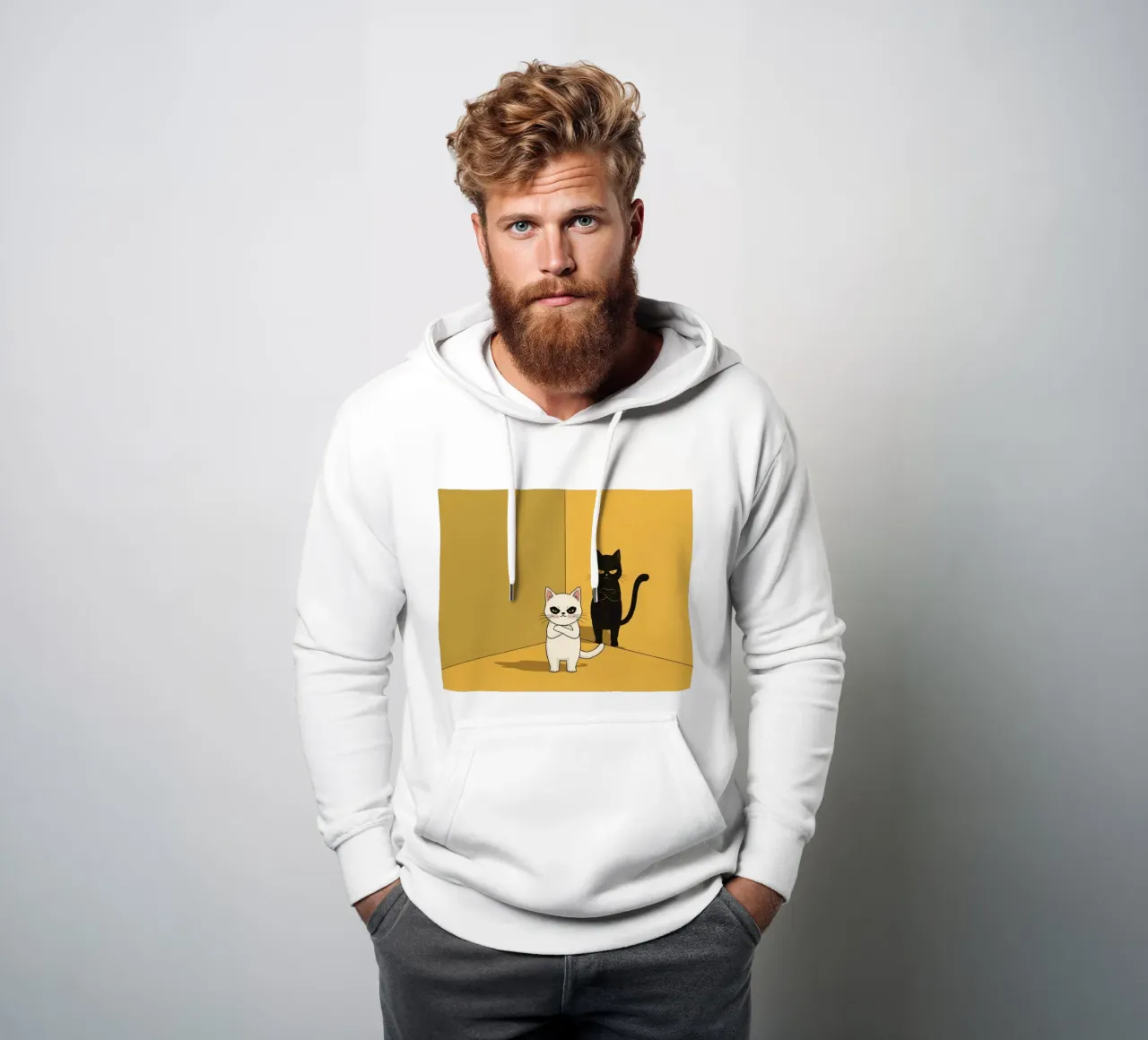 Carino due gatti dei cartoni animati in un angolo felpa con cappuccio da DesignDoodle