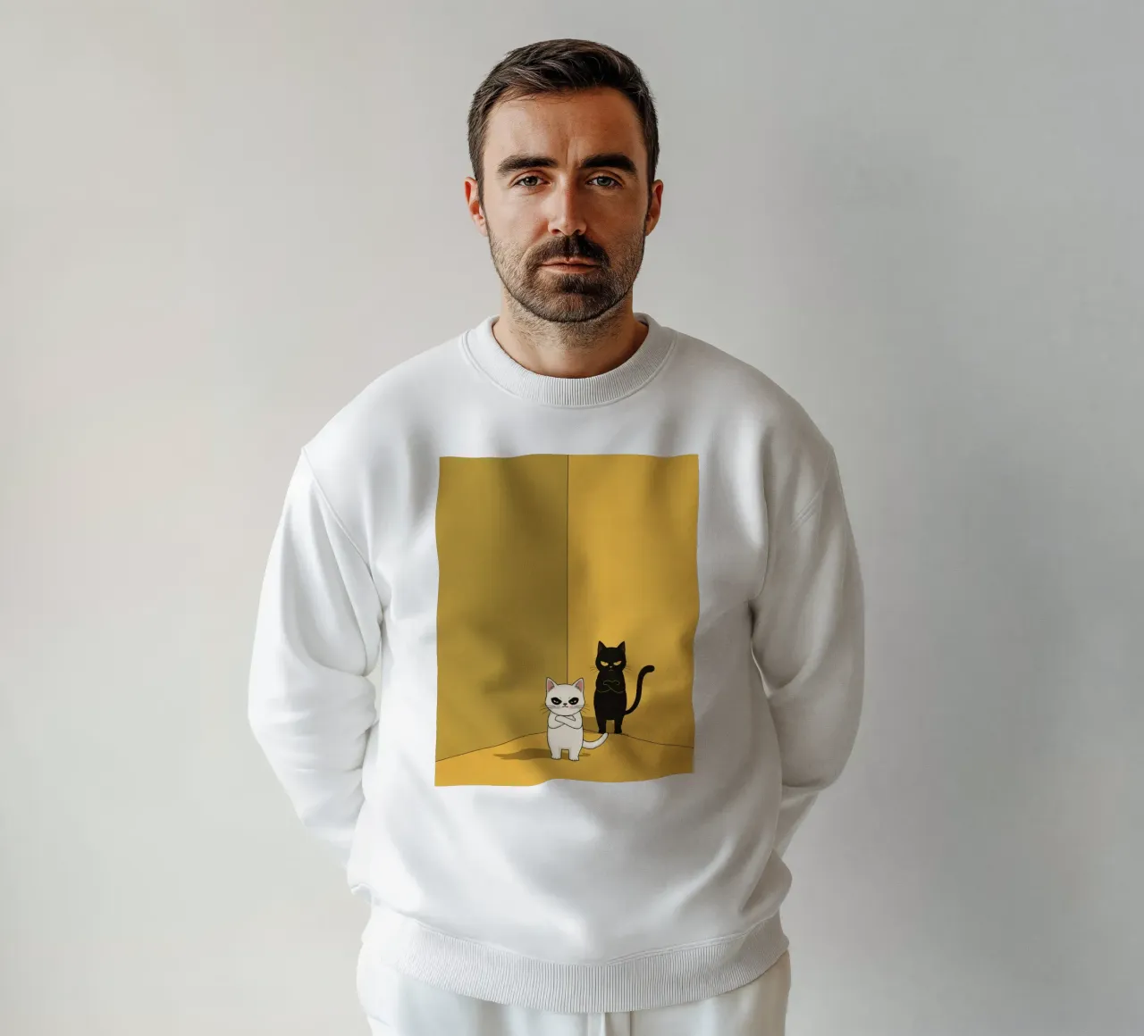Carino due gatti dei cartoni animati in un angolo felpa da DesignDoodle