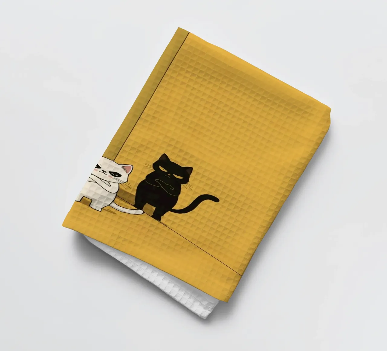 Deux chats de dessin animé dans un coin torchon de DesignDoodle