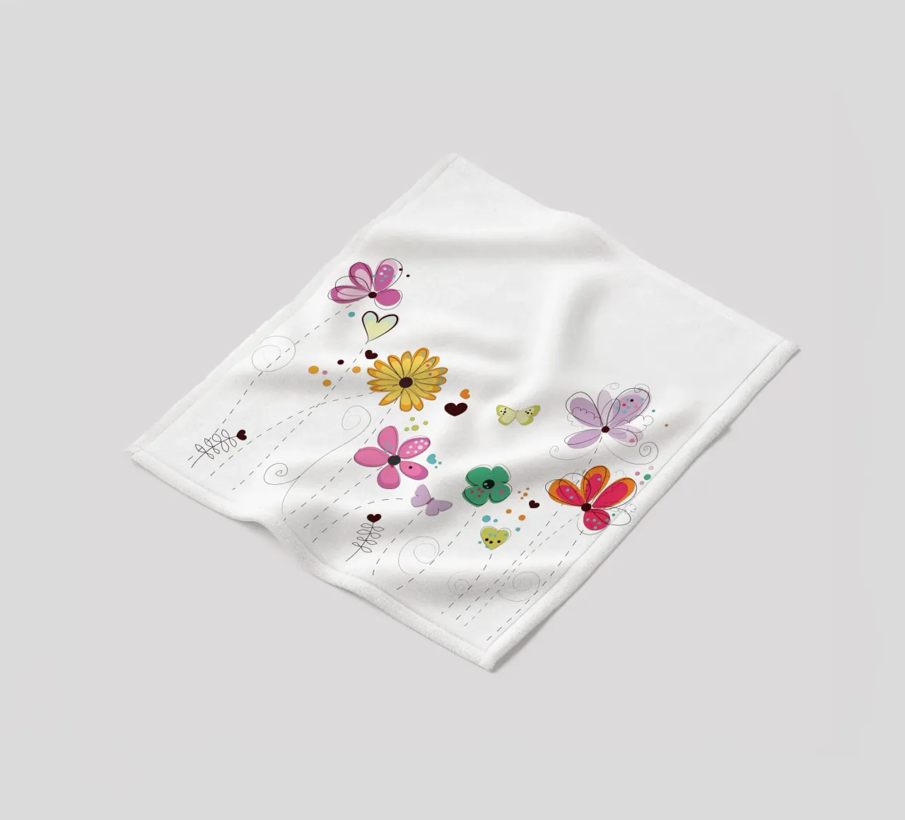 Primavera, fiori colorati a scarabocchio coperta in pile da gulsengunel
