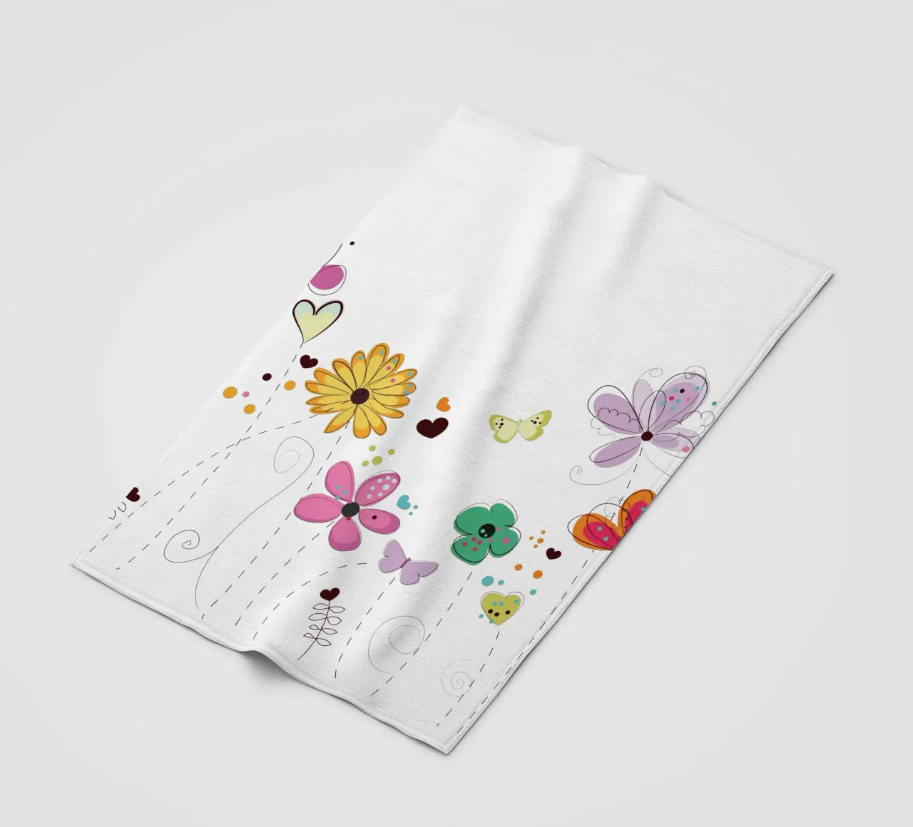 Primavera, fiori colorati a scarabocchio coperta in pile da gulsengunel