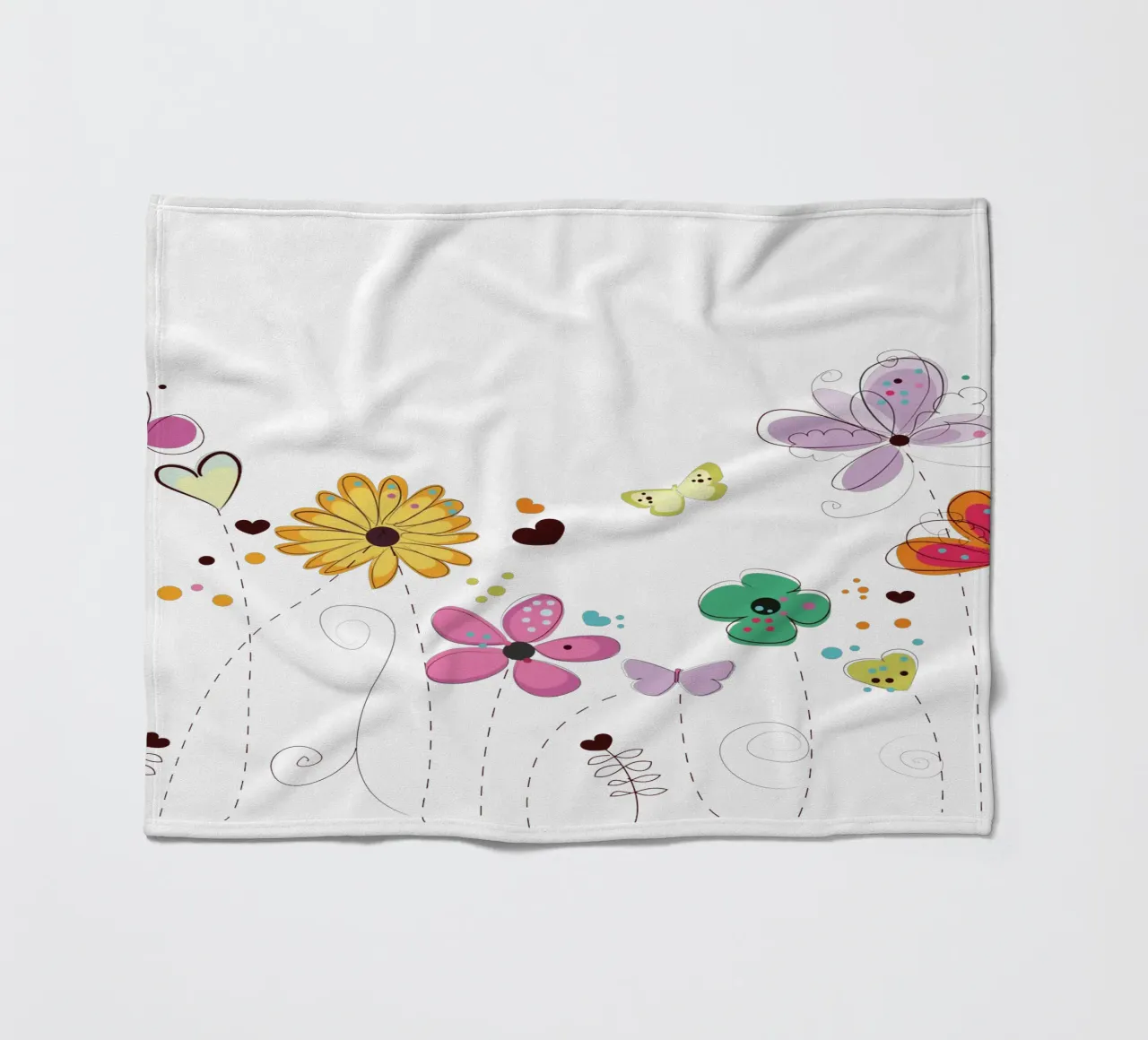 Primavera, fiori colorati a scarabocchio coperta in pile da gulsengunel