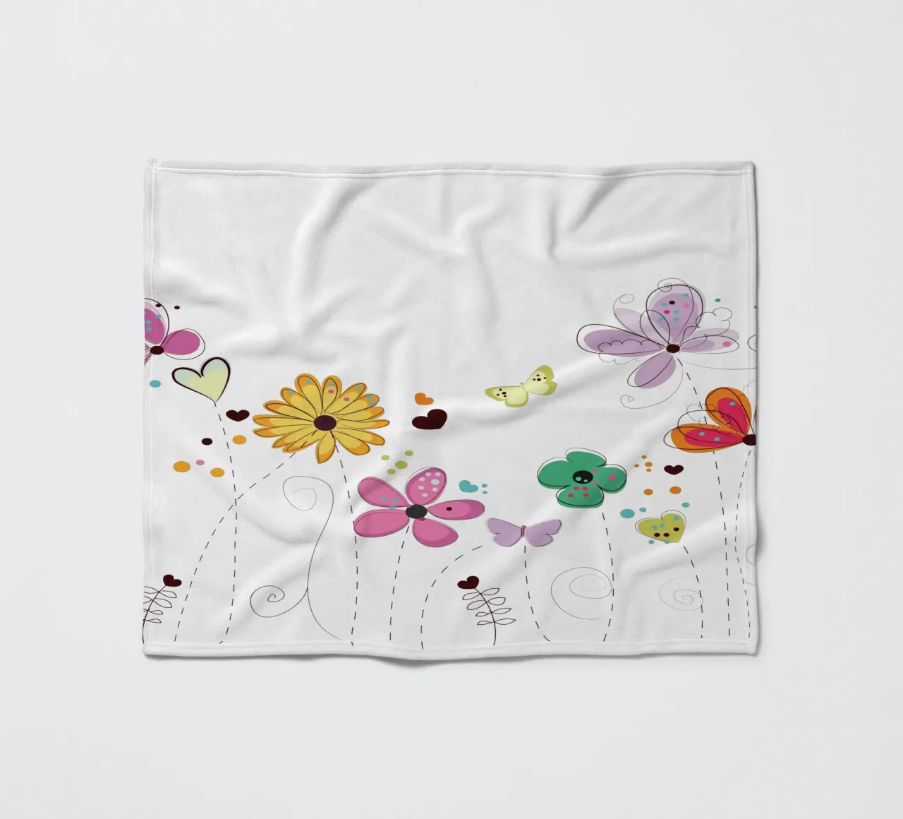 Primavera, fiori colorati a scarabocchio coperta in pile da gulsengunel
