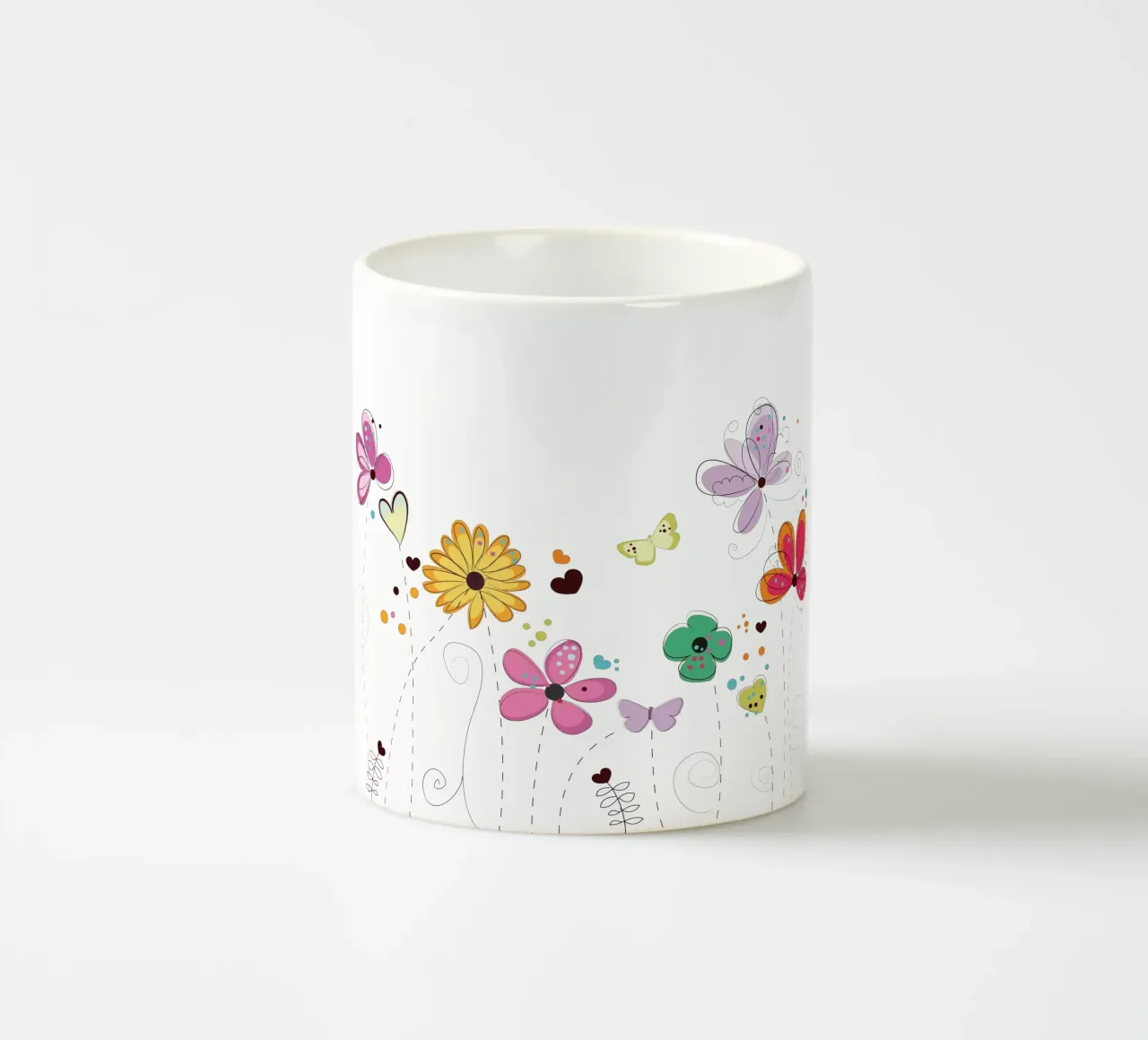 Primavera, fiori colorati a scarabocchio tazza in ceramica da gulsengunel