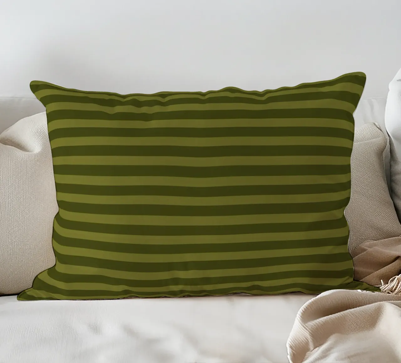 Olive Green Horizontals cuscino da TijanaArtStudio88