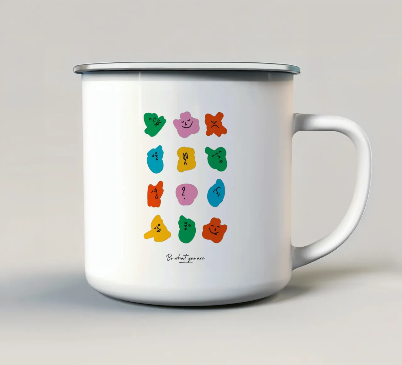 Be what you are emaille mok van Tamsen Design