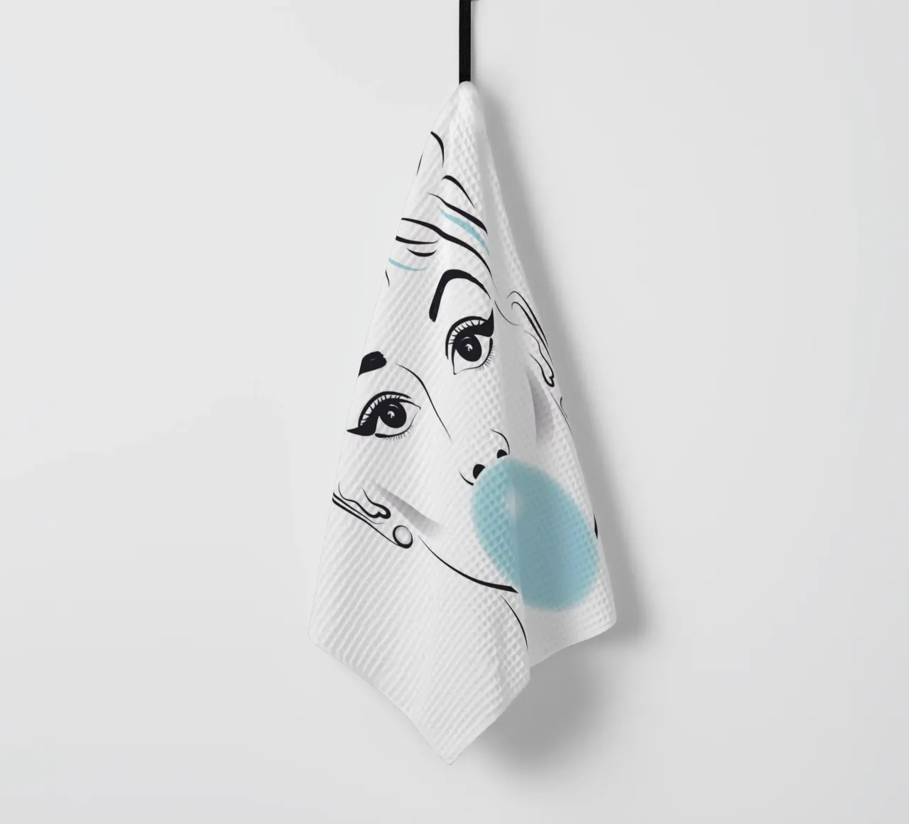 Ritratto di Audrey Hepburn con gomma da masticare canovaccio da cucina da Martina