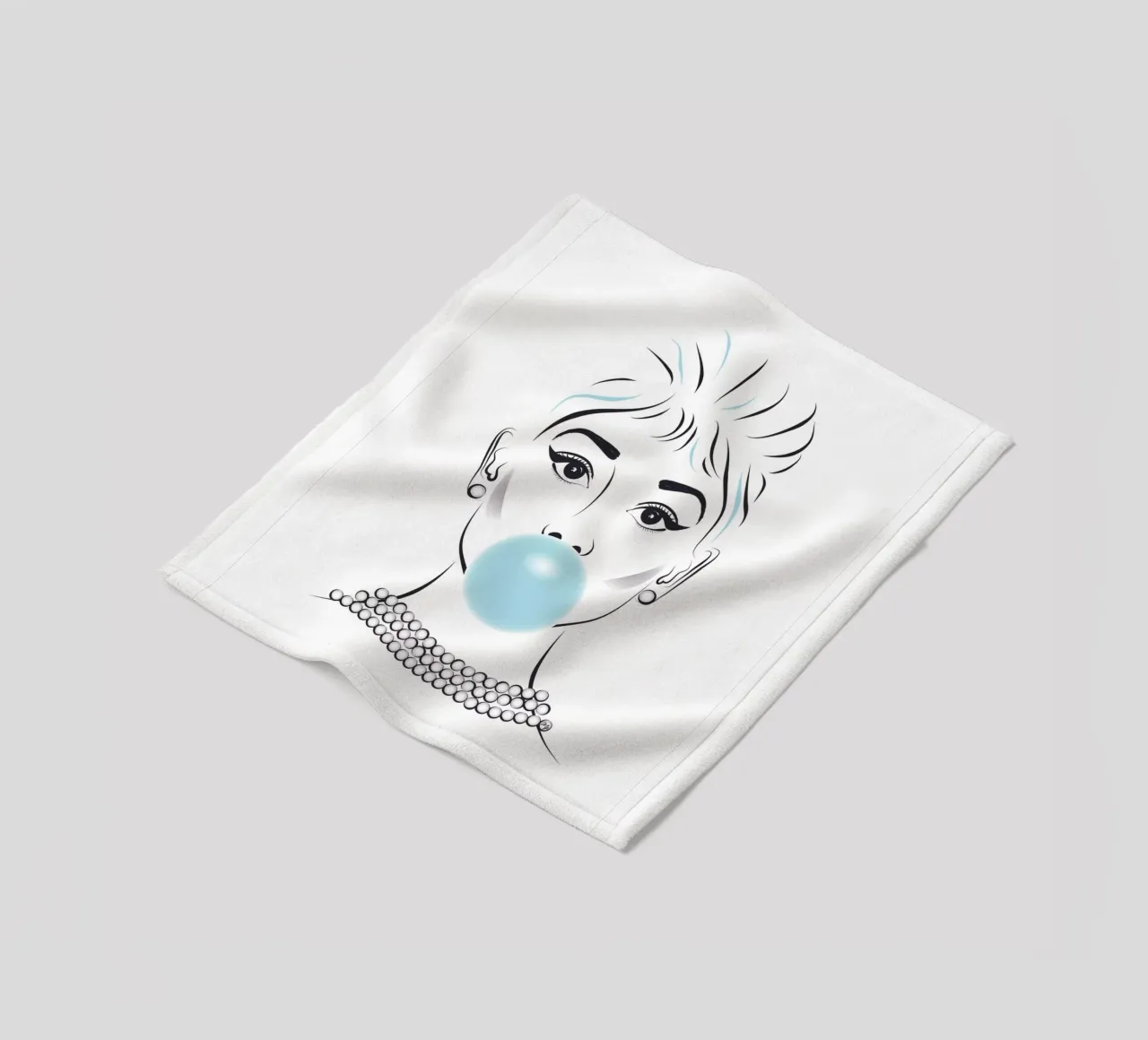 Ritratto di Audrey Hepburn con gomma da masticare coperta in pile da Martina