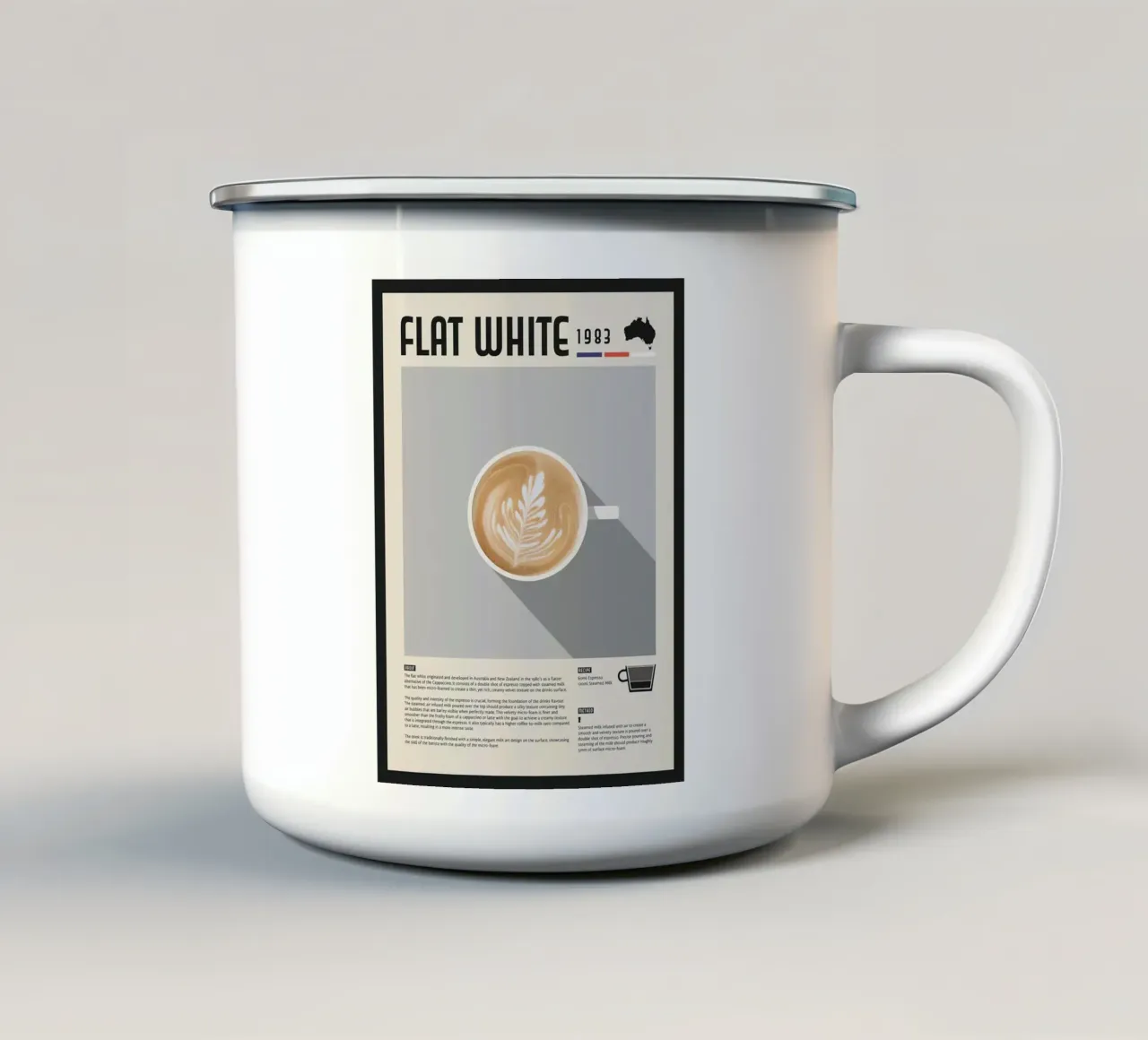 Poster sul caffè Flat White tazza in smalto da stewar