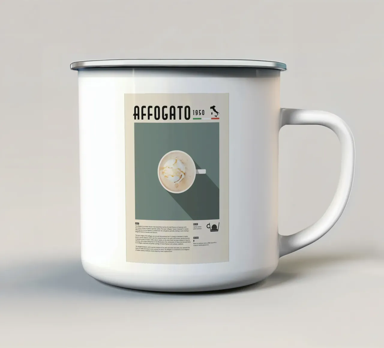 Poster del caffè Affogato tazza in smalto da stewar