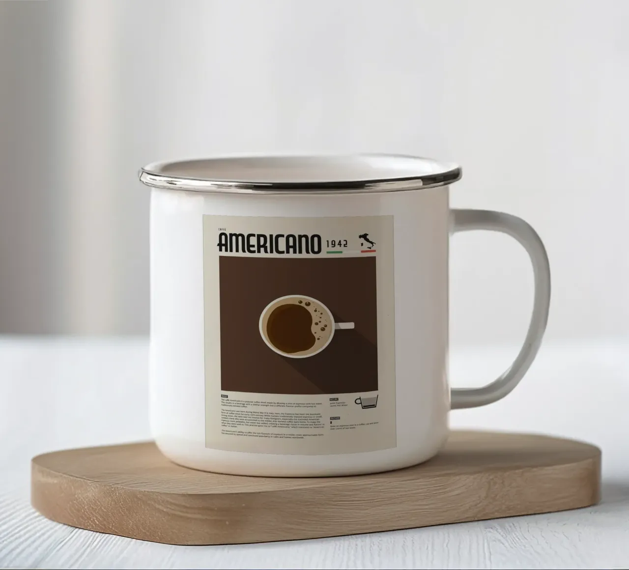Poster del caffè Americano tazza in smalto da stewar