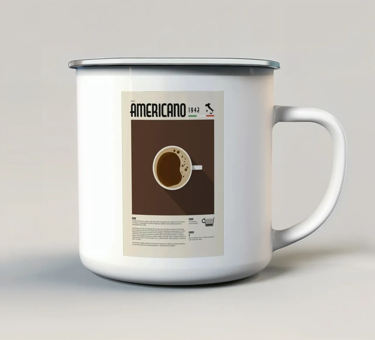 Poster del caffè Americano tazza in smalto da stewar