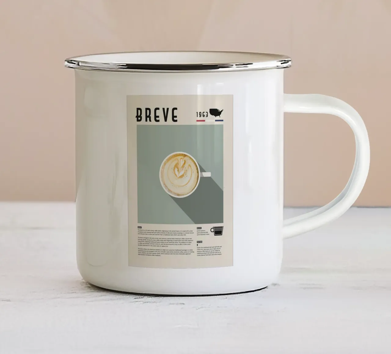Poster del caffè Breve tazza in smalto da stewar
