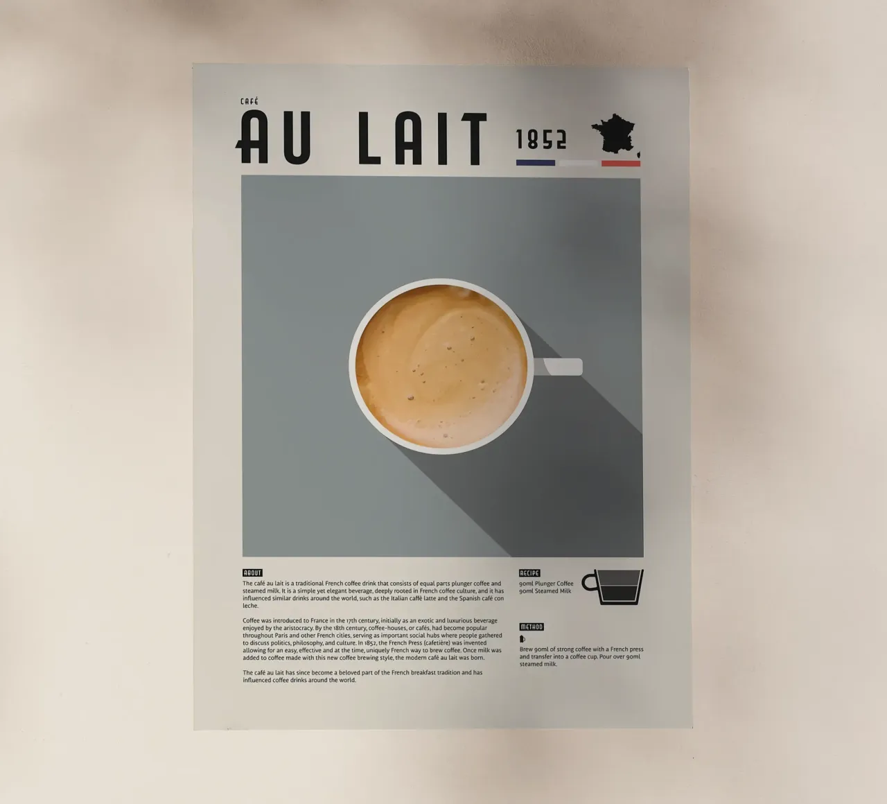Poster sul caffè francese Cafe Au Lait pellicola backlit da stewar