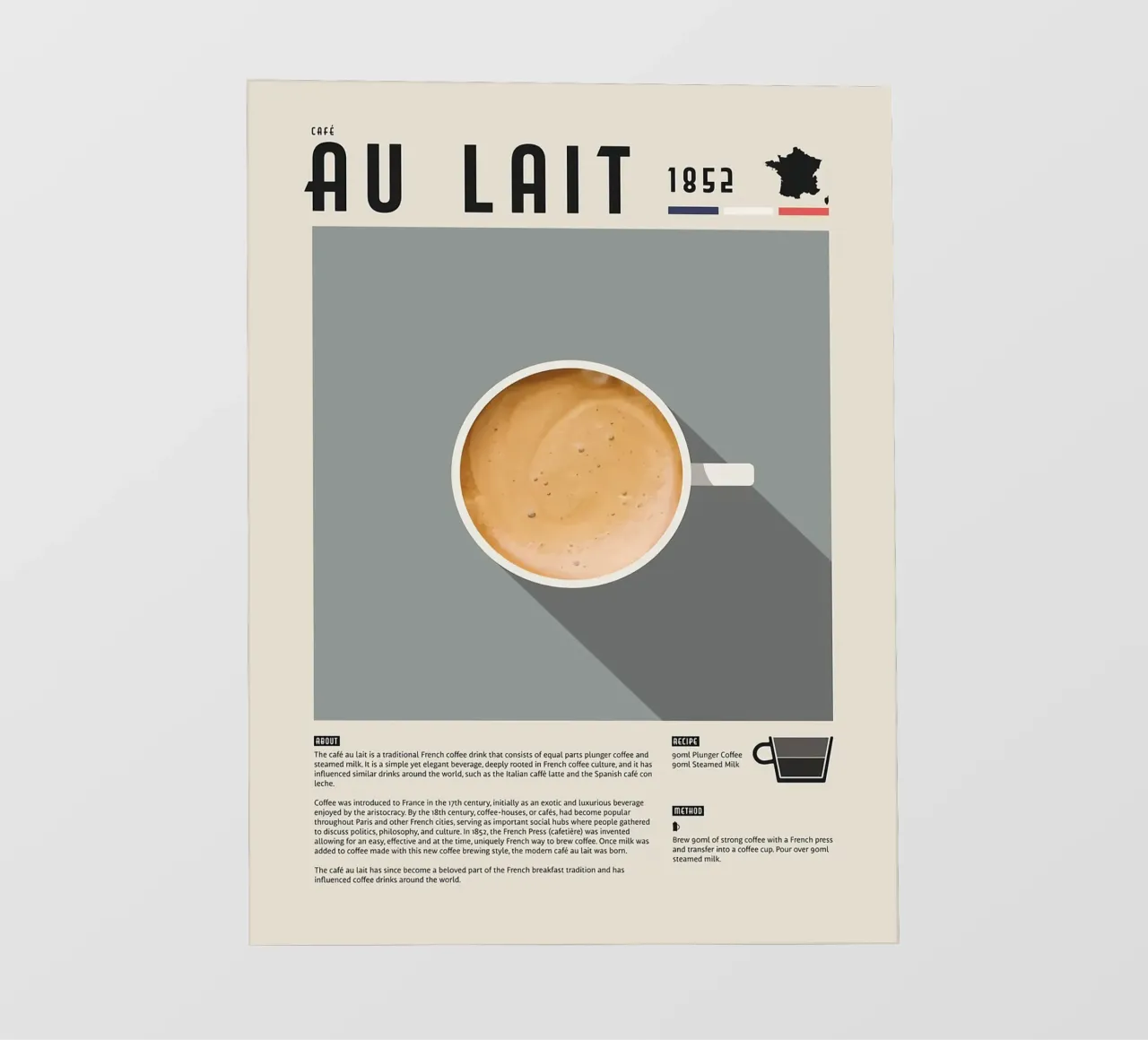 Poster sul caffè francese Cafe Au Lait pellicola backlit da stewar