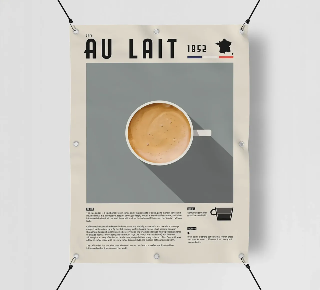 Poster sul caffè francese Cafe Au Lait telo in pvc da stewar