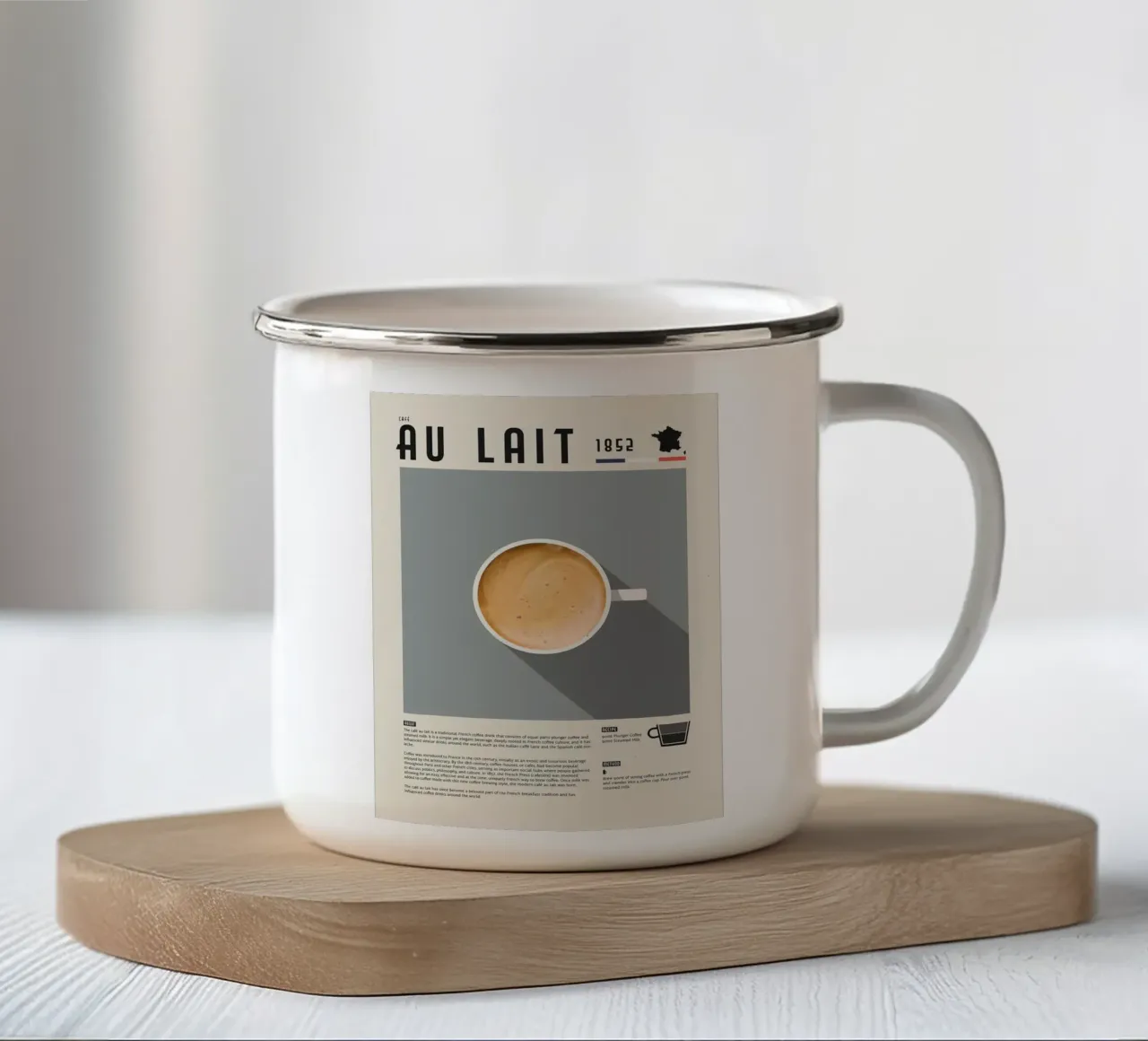 Poster sul caffè francese Cafe Au Lait tazza in smalto da stewar